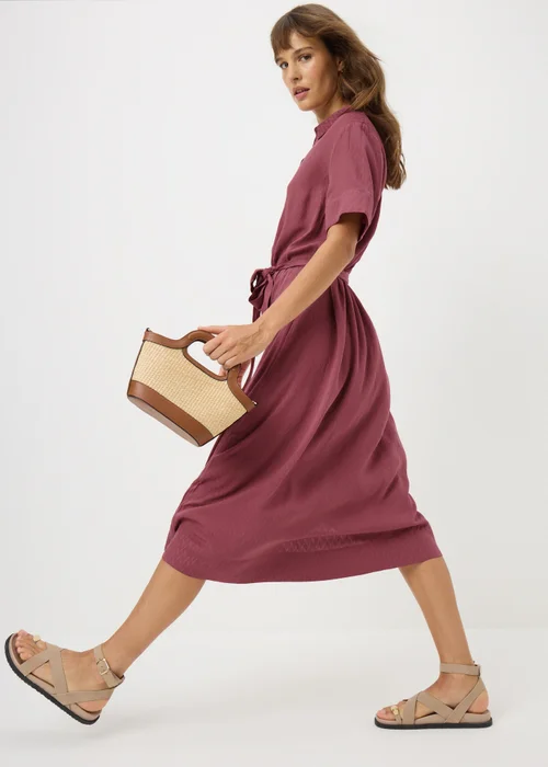 Raspberry Zig Zag Texture Shirt Midi Dress - Size 20 Image 2