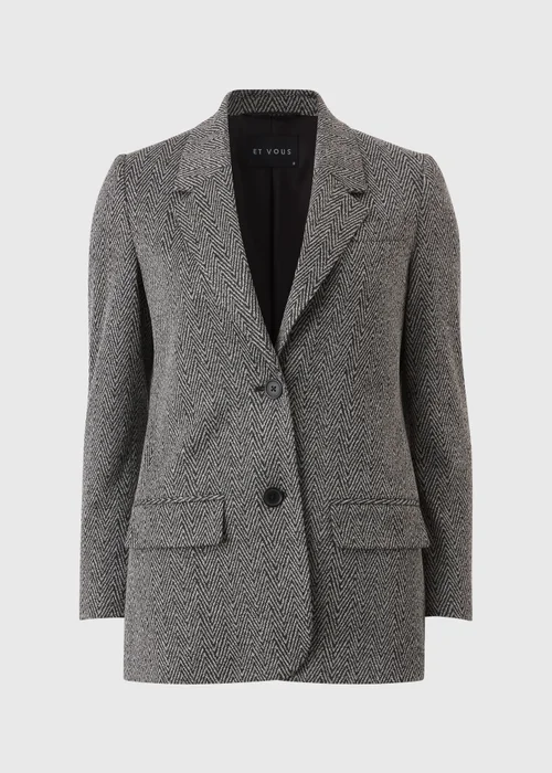 Et Vous Grey Herringbone Ponte Blazer - 10 Image 4