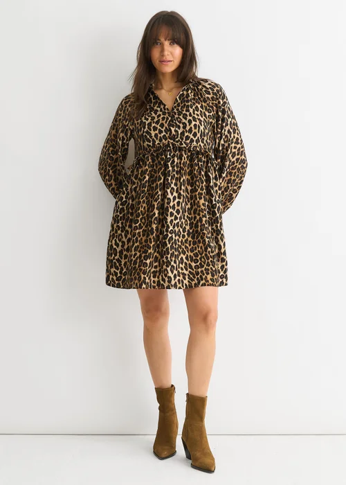Gini London Brown Animal Smock Mini Dress - 12 Image 1