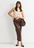Gini London Chocolate Satin Midi Skirt - Size 10 Image 1
