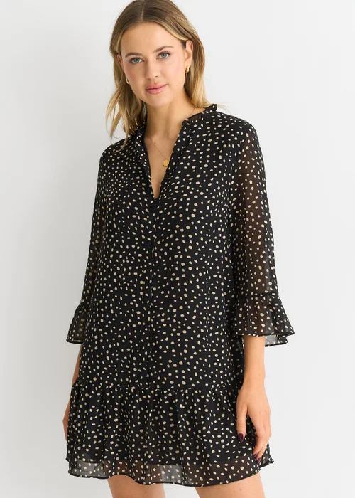 Gini London Black Animal Spot Shirt Mini Dress - 8 Image 3