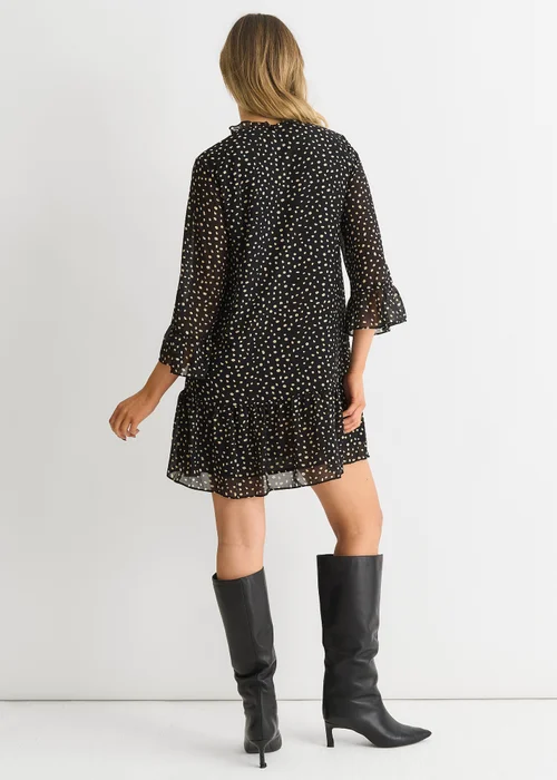 Gini London Black Animal Spot Shirt Mini Dress - 8 Image 2