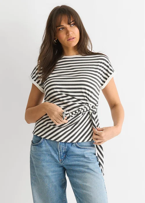 Gini London Grey Stretch Stripe Top - 12 Image 3