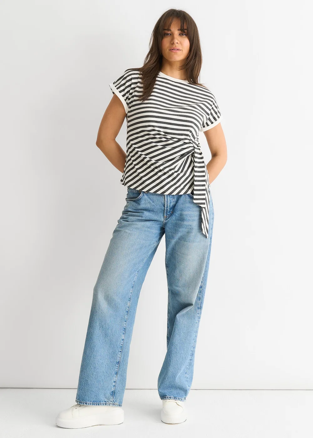 Gini London Grey Stretch Stripe Top - 12 Image 1