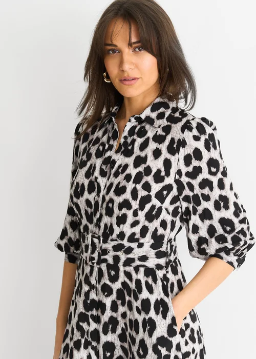 Gini London Grey Animal Print Shirt Maxi Dress - 8 Image 4