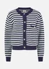 Yumi Navy Stripe Knit Relaxed Fit Cardigan - Medium/Large Image 3
