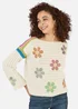 Yumi Cream Crochet Flower Jumper - Medium Image 1