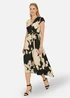 Yumi Black Blossom Print Wrap Midi With Dipped Hem - 8 Image 1