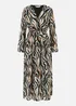 Yumi Brown Animal Swirl Midi Wrap Dress - 16 Image 3