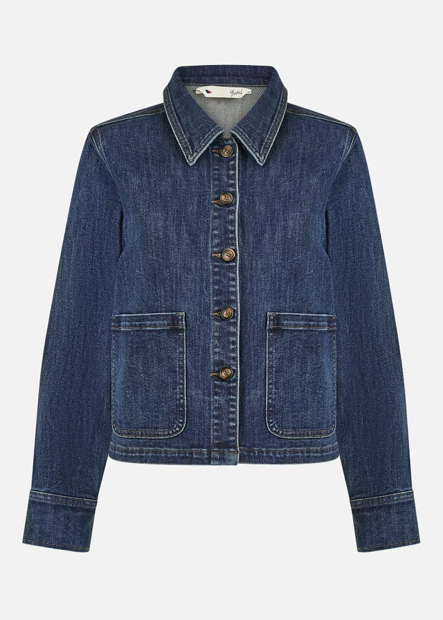 Yumi Blue Denim Jacket With Patch Pockets