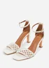 Where's That From White PU Naia Braided Strappy Block Heel - Size 5 Image 3