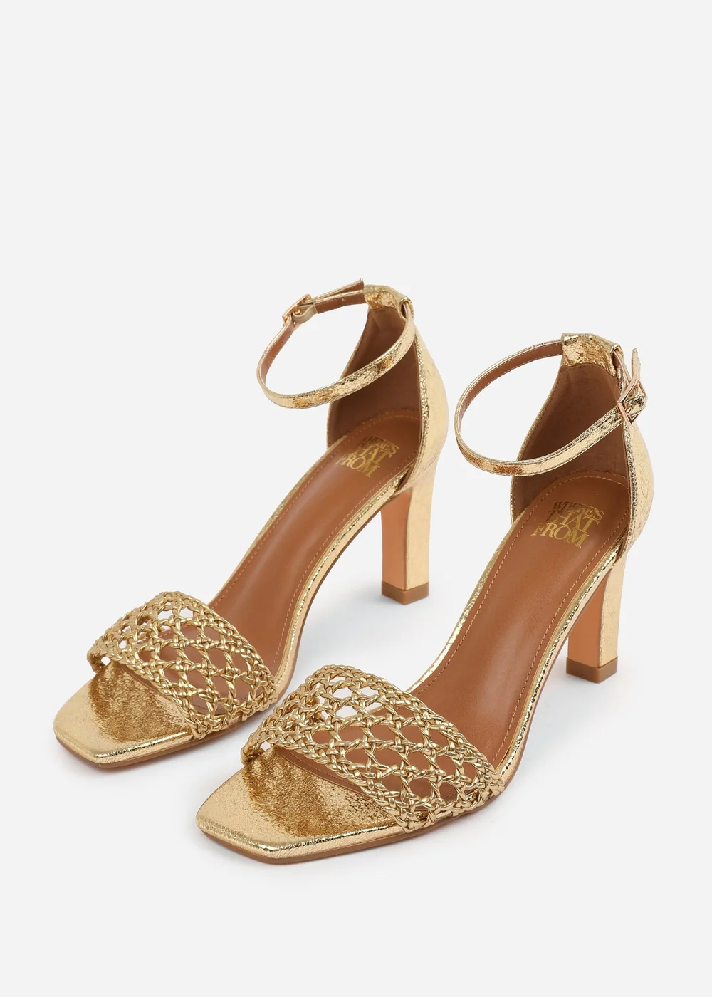 Where's That From Gold PU Naia Braided Strappy Block Heel - 6 Image 3