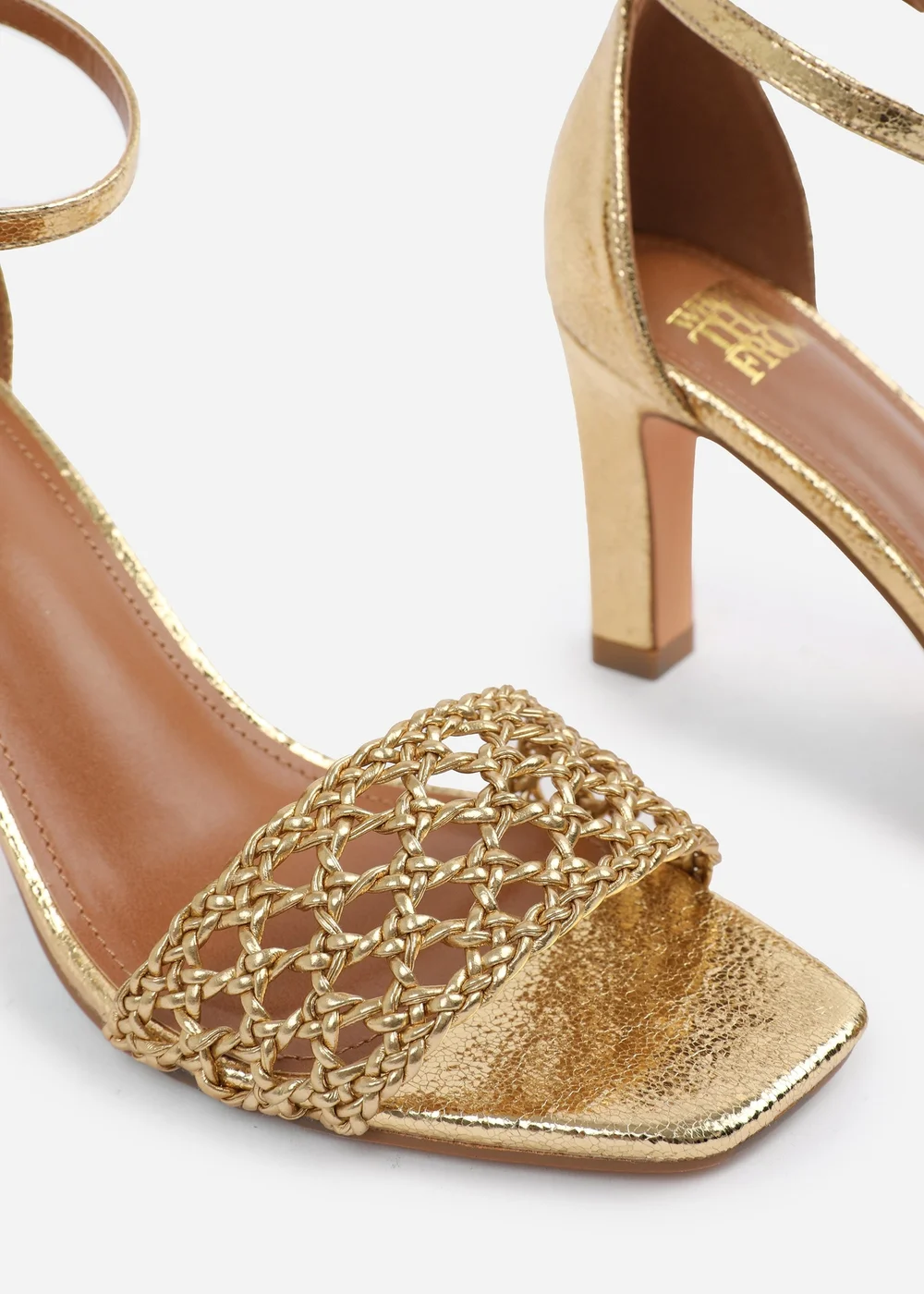 Where's That From Gold PU Naia Braided Strappy Block Heel - 6 Image 4