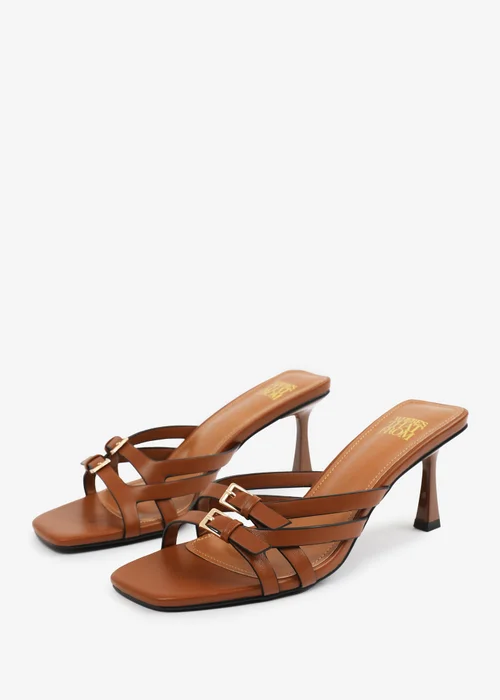 Where's That From Tan PU Ariela Cross-Over Buckle Details Strap Heel - Size 6 Image 4