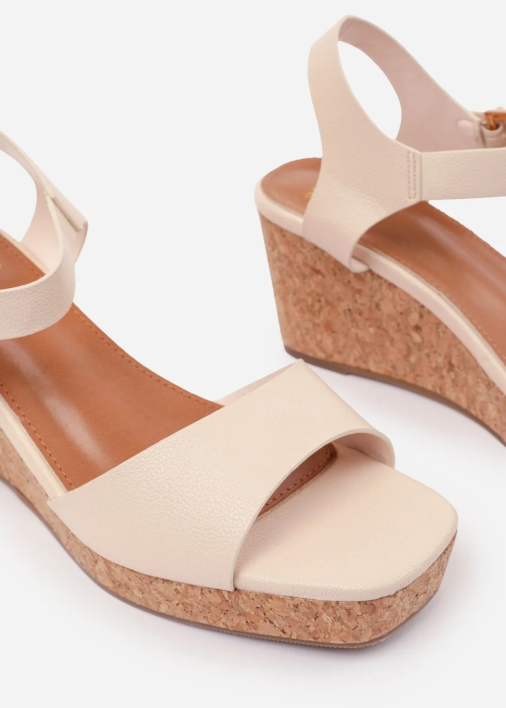 Where's That From Cream PU Giselle Wide-Fit Wedge Sandals With Buckle-Ankle-Strap - 7 Image 4
