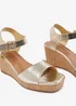 Where's That From Gold PU Giselle Wedge Sandals With Buckle-Ankle-Strap - Size 7 Image 4