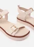 Where's That From Cream PU Isabel Double-Buckle-Strap Platform Sandals - Size 3 Image 4