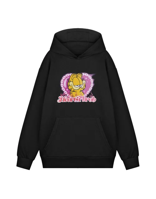 Vanilla Underground Garfield Heart Throb Unisex Black Hoodie - M Image 1