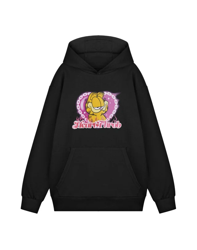 Vanilla Underground Garfield Heart Throb Unisex Black Hoodie