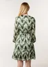 Blue Vanilla Green Metallic Zig Zag V Neck Belted Dress - 8 Image 3