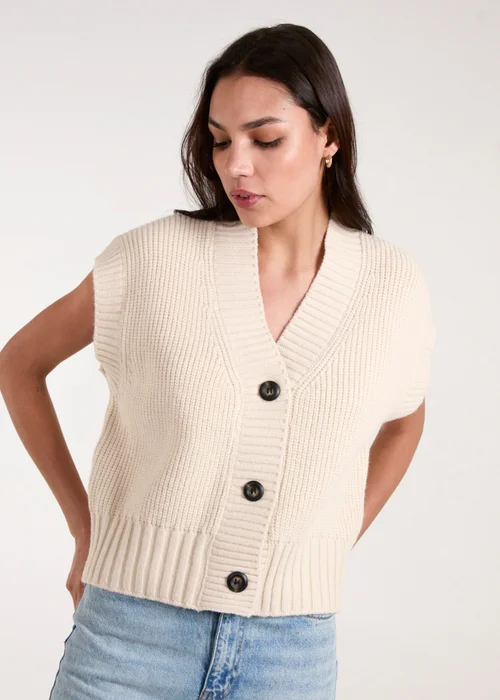 Blue Vanilla Stone Knitted Button Front Vest - M/L Image 1