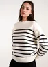 Blue Vanilla Stone Horizontal Stripes Bow Button Detailed Jumper - Medium/Large Image 1