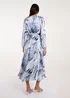 Blue Vanilla Blue Watercolour Wrap Front Belted Midi Dress - M Image 2