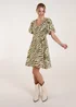 Blue Vanilla Khaki Button Front Shirred Waist Mini Dress - M Image 4