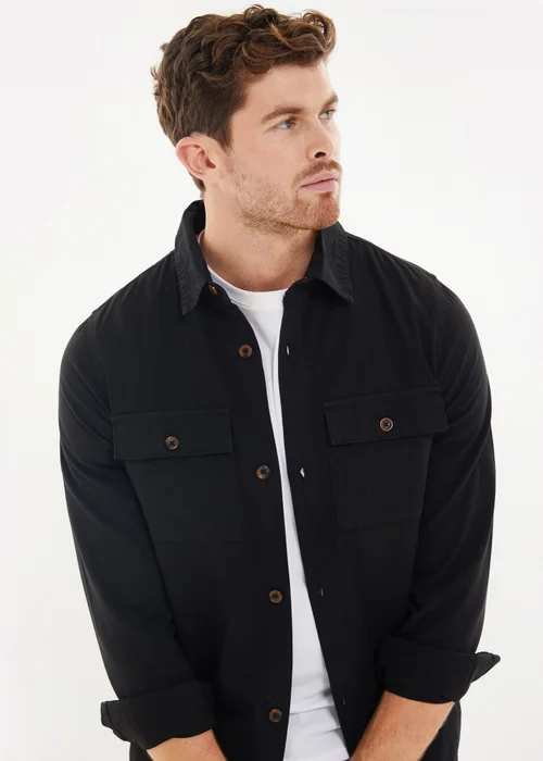 Threadbare Black Lightweight Cotton Shacket - L Image 3
