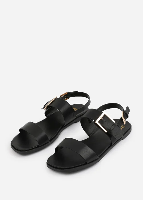 Where's That From Black PU Camilla Classic Flat Sandals - Size 5 Image 3