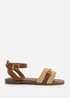 Where's That From Tan PU Catelyn Straw Detail Strap Sandals - Size 8 Image 2