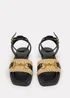 Where's That From Wide-Fit Black-PU Catelyn Straw Detail Strap Sandals - Size 6 Image 3