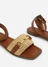 Where's That From Wide-Fit Tan-PU Catelyn Straw Detail Strap Sandals - Size 5 Image 4