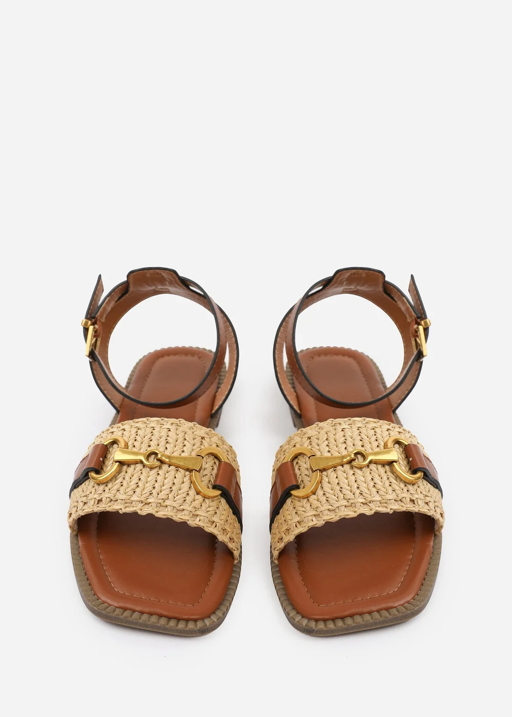 Where's That From Wide-Fit Tan-PU Catelyn Straw Detail Strap Sandals - 5 Image 3