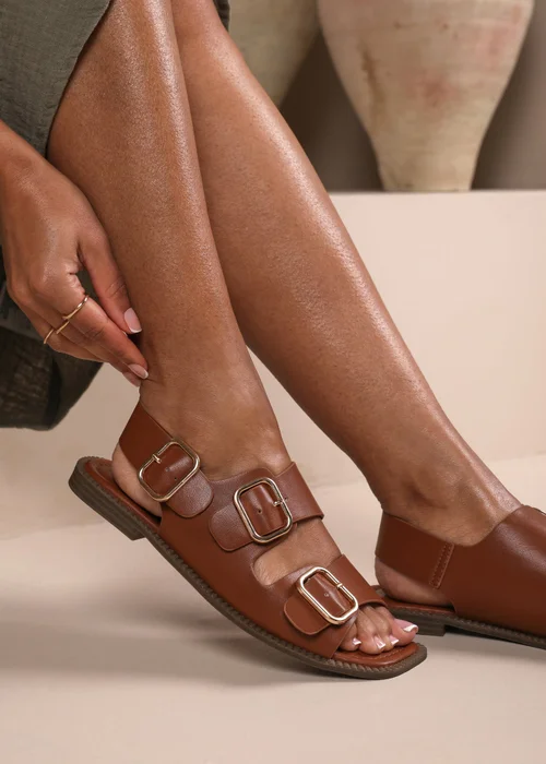 Where's That From Tan PU Cher Flatform Sandal - Size 3 Image 1