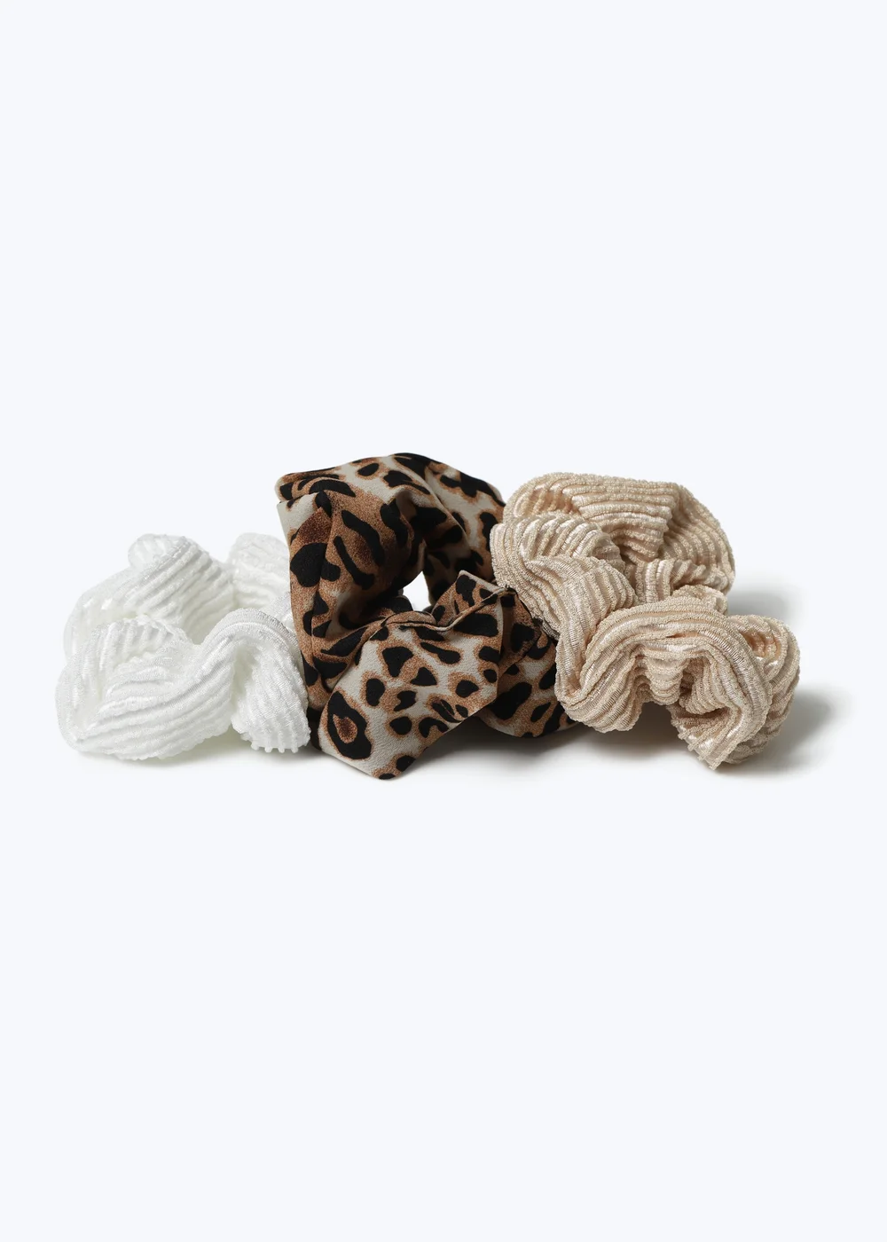 Muse 3 Pack Textured Leopard Scrunchies - One Size Image 1