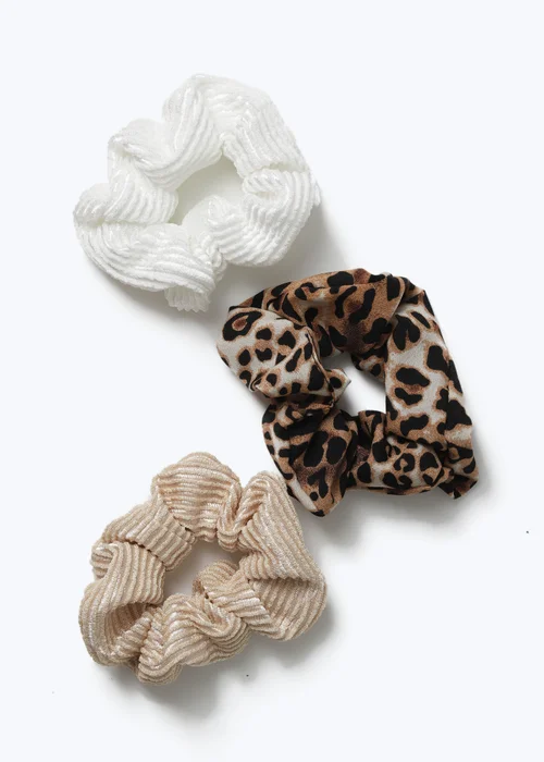 Muse 3 Pack Textured Leopard Scrunchies - One Size Image 2