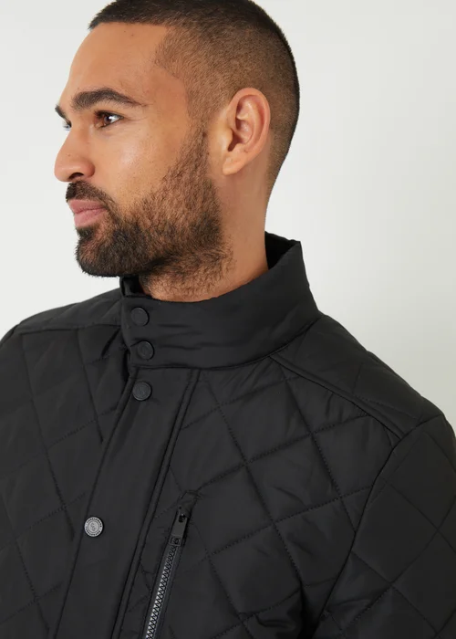 Threadbare Black Funnel Neck Diamond Quilted Jacket - XL Image 4