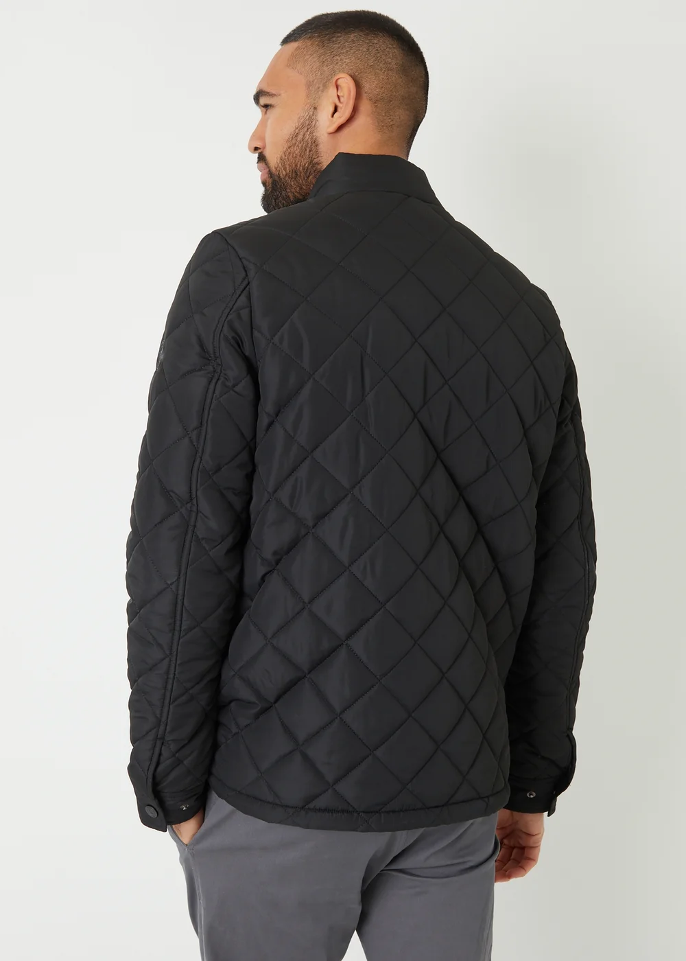 Threadbare Black Funnel Neck Diamond Quilted Jacket - XL Image 2