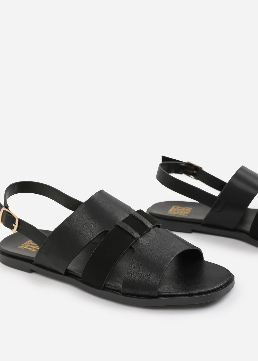 Where's That From Black PU Uma Flat Sandals - 4 Image 4