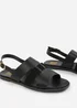 Where's That From Black PU Uma Flat Sandals - Size 5 Image 4