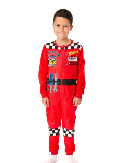 Vanilla Underground Hot Wheels Pit Crew Style Boys Red Onesies (3-10 Years) - Age 3-4 Years Image 1