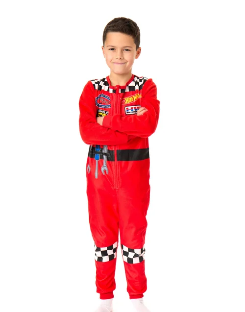 Vanilla Underground Hot Wheels Pit Crew Style Boys Red Onesies (3-10 Years) - Age 3-4 Years Image 3