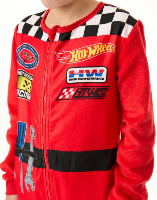 Vanilla Underground Hot Wheels Pit Crew Style Boys Red Onesies (3-10 Years) - Age 3-4 Years Image 4