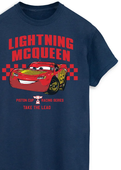 Spiral Galaxy Disney Cars Lightning McQueen Take The Lead Adult Navy T-Shirt - Extra Large Image 2