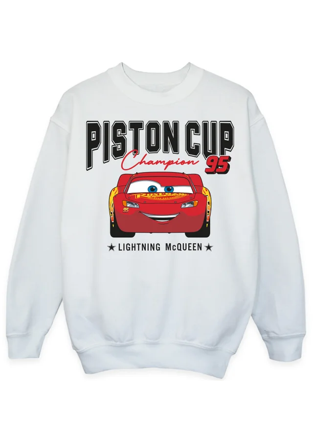 Ada & Ted Disney Cars Lightning McQueen Piston Cup Champions Kids White Sweatshirt (3-13 Years)