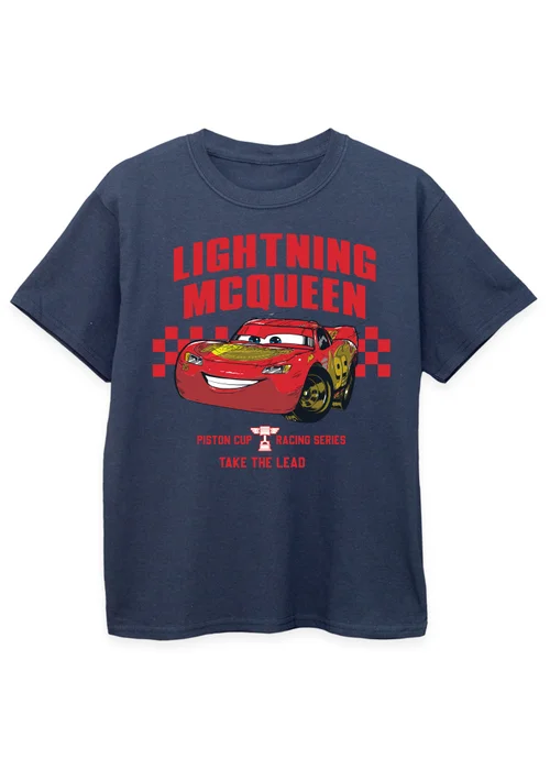 Ada & Ted Disney Cars Lightning McQueen Take The Lead Kids Navy T-Shirt (3-13 Years) - Age 9-11 Years Image 1