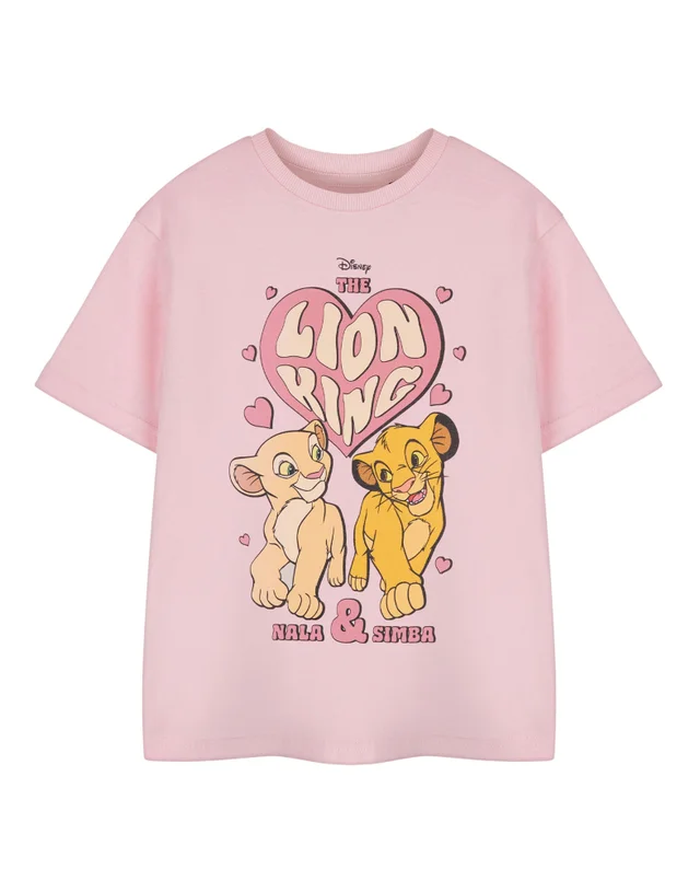 Vanilla Underground Disney Heart Lion King Girls Pink T-Shirt (3-14 Years)