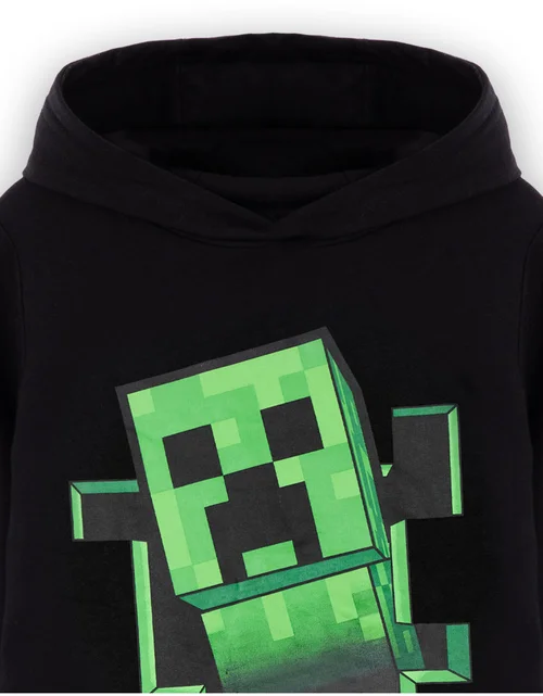 Vanilla Underground Minecraft Creeper Print at Front Big Kids Black Hoodie (5-14 Years) - 11-12 Yrs Image 3