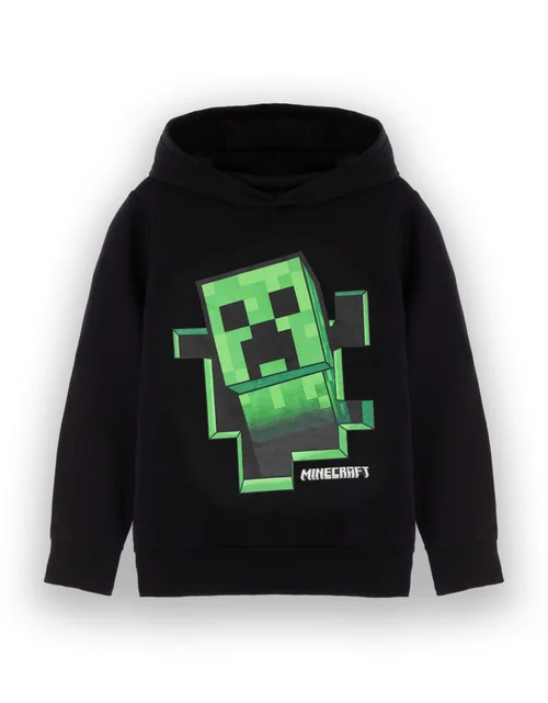 Vanilla Underground Minecraft Creeper Print at Front Big Kids Black Hoodie (5-14 Years) - 11-12 Yrs Image 1